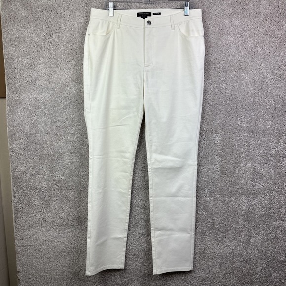 *Flaw* Lafayette 148 New York Women's White Thompson Slim Jean Pants Size 12 - Picture 1 of 8